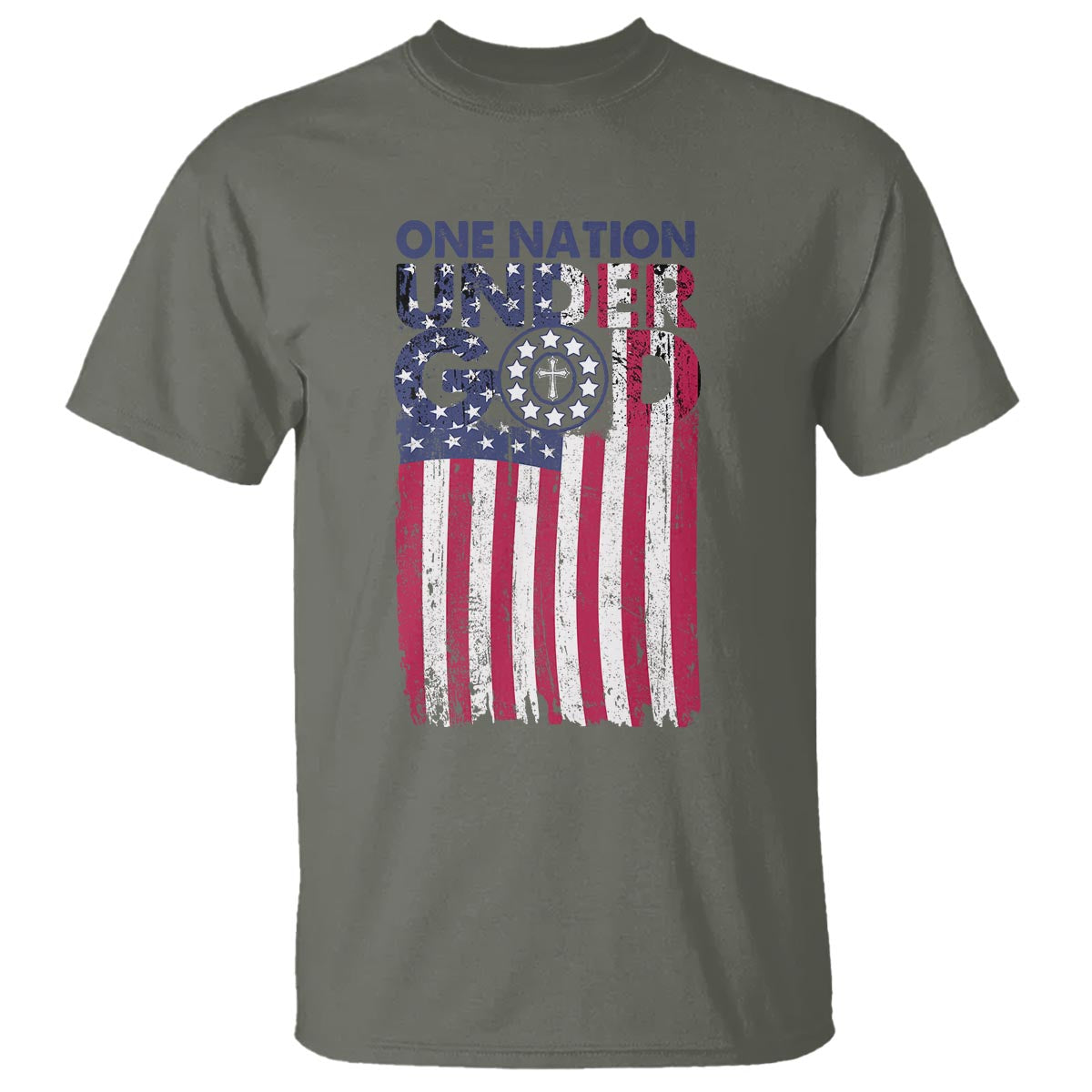 American Patriotic T Shirt One Nation Under God Christ Christian - Wonder Print Shop