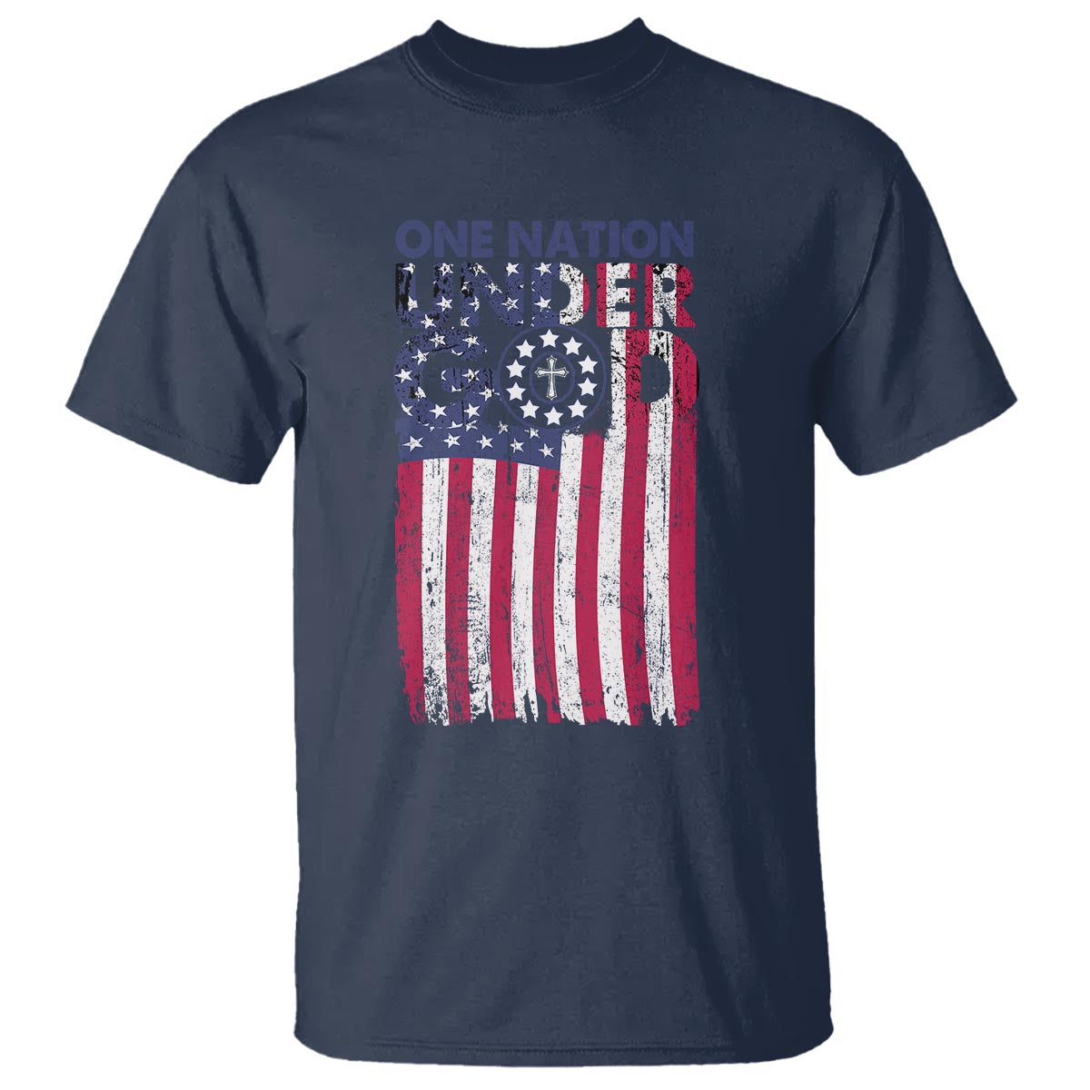 American Patriotic T Shirt One Nation Under God Christ Christian - Wonder Print Shop