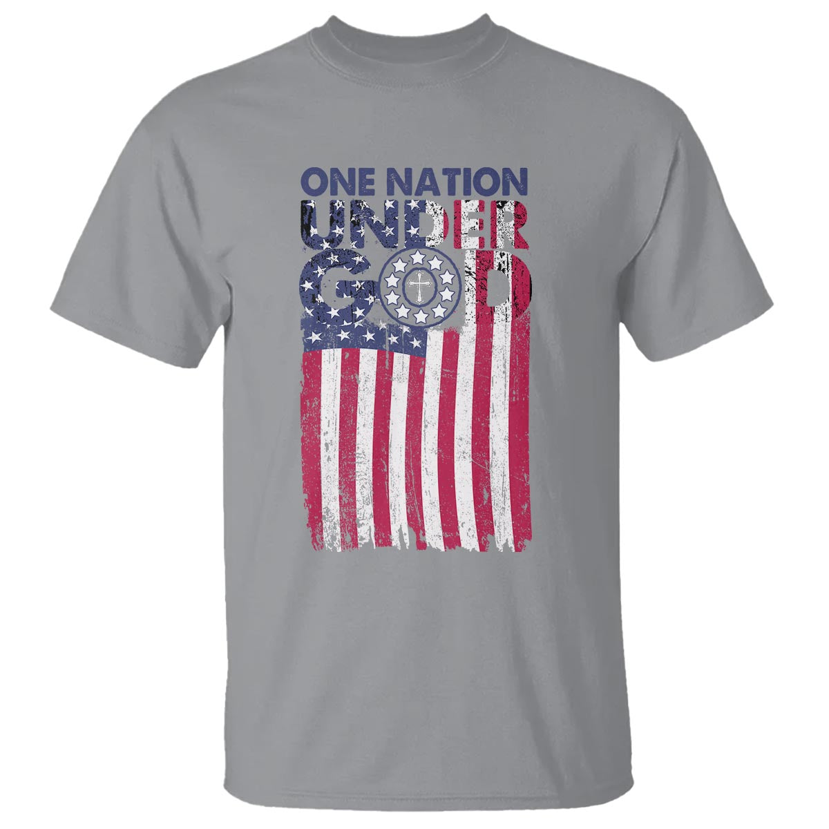 American Patriotic T Shirt One Nation Under God Christ Christian - Wonder Print Shop