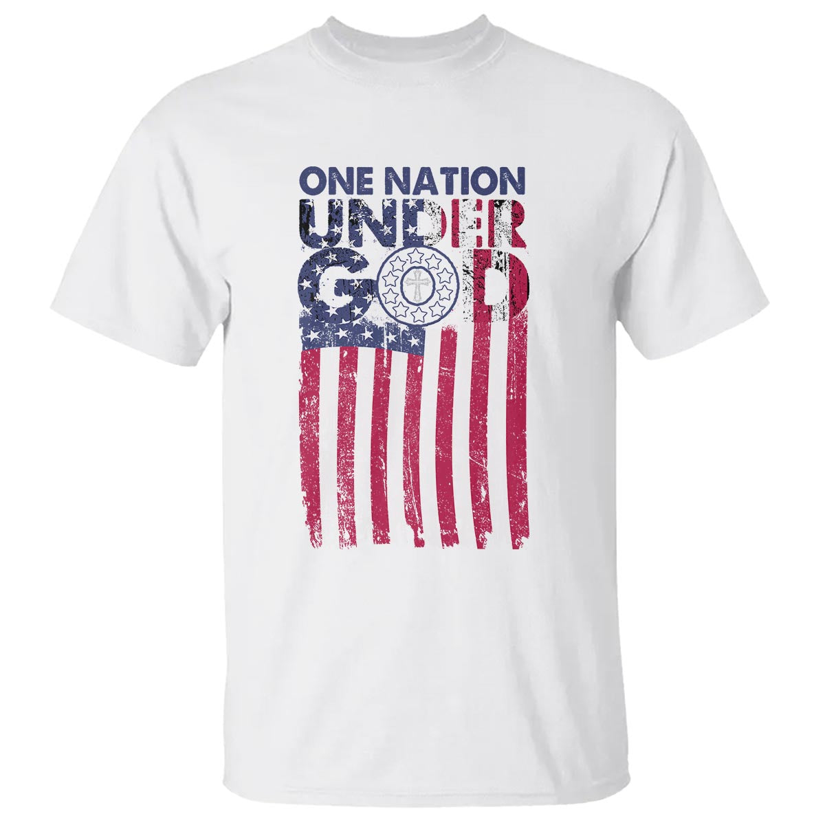 American Patriotic T Shirt One Nation Under God Christ Christian - Wonder Print Shop
