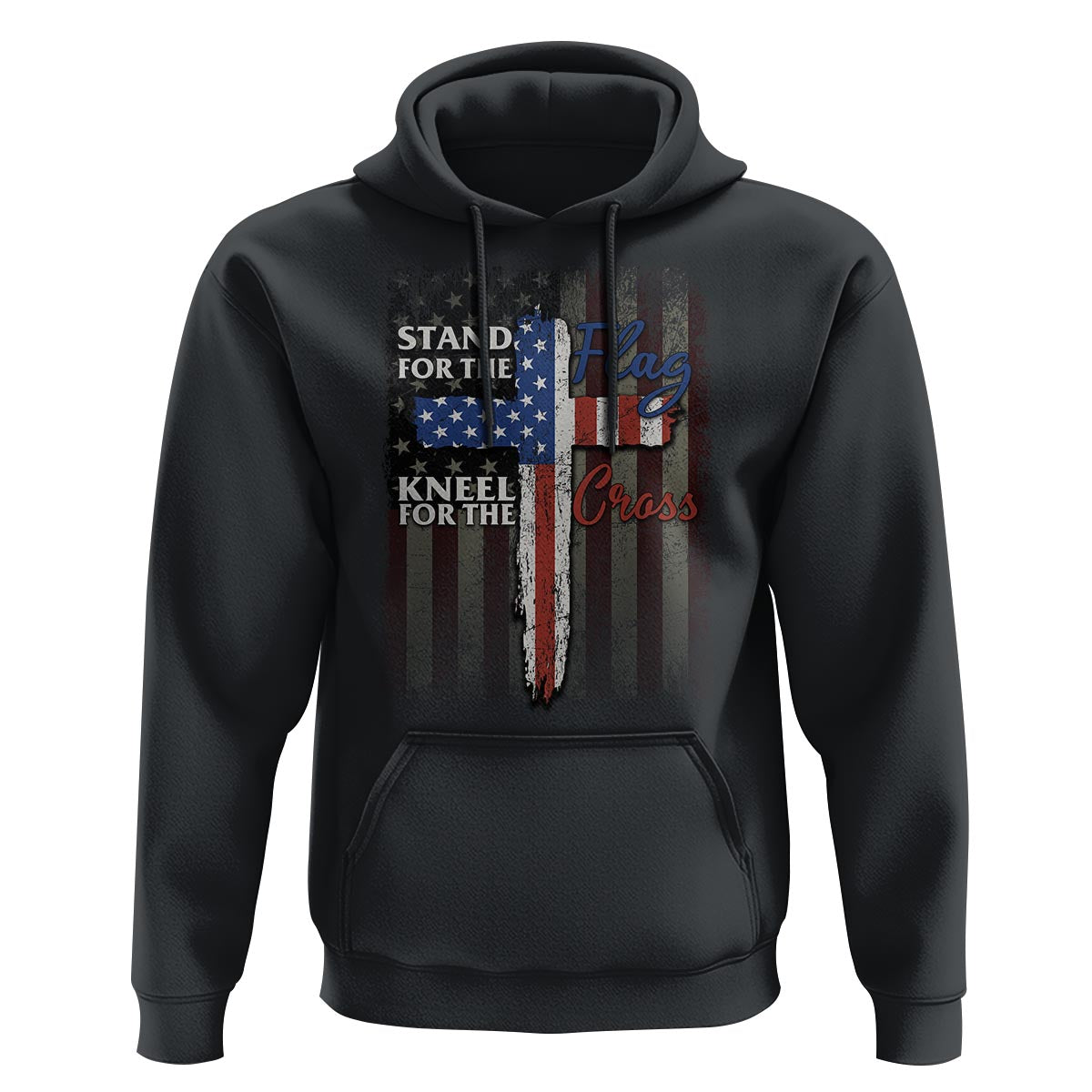 Christian American Patriotic Hoodie Stand For The Flag Kneel For The Cross - Wonder Print Shop