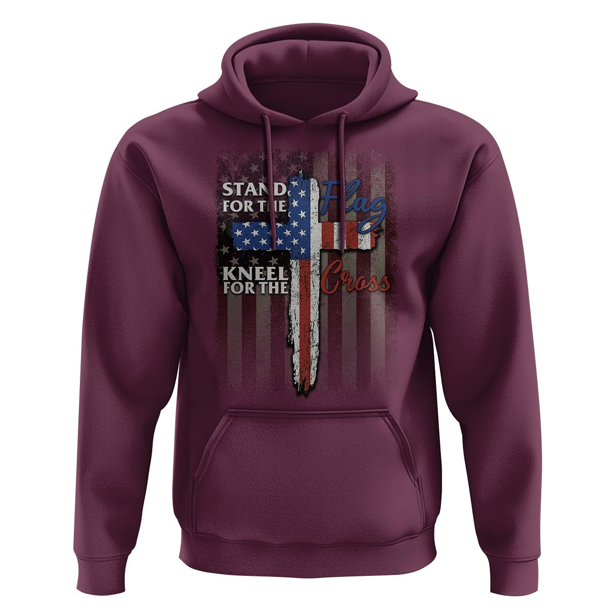 Christian American Patriotic Hoodie Stand For The Flag Kneel For The Cross - Wonder Print Shop