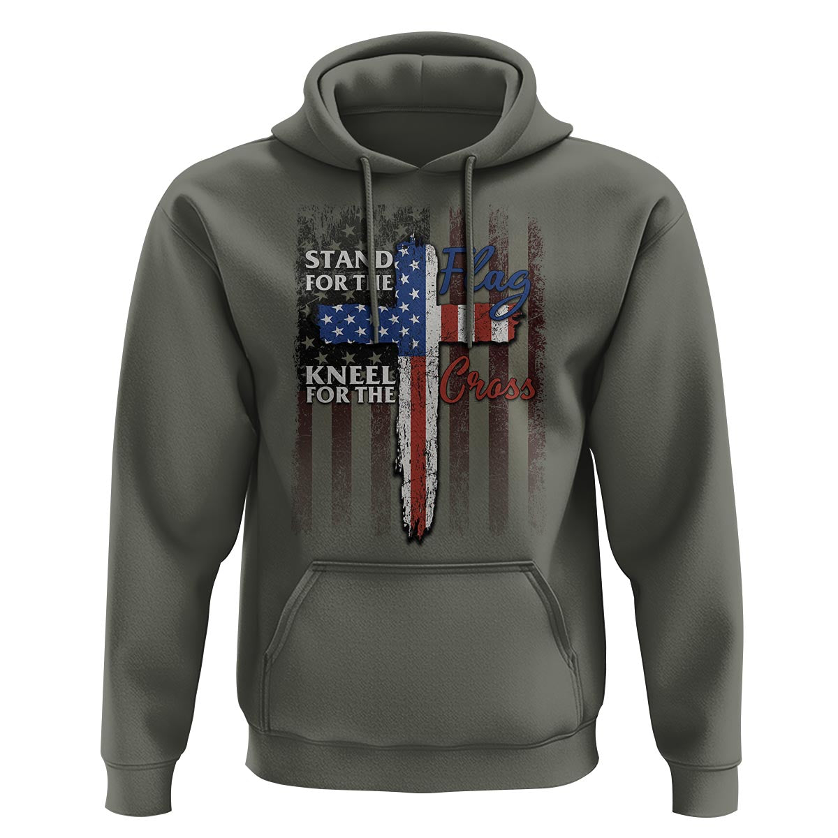 Christian American Patriotic Hoodie Stand For The Flag Kneel For The Cross - Wonder Print Shop