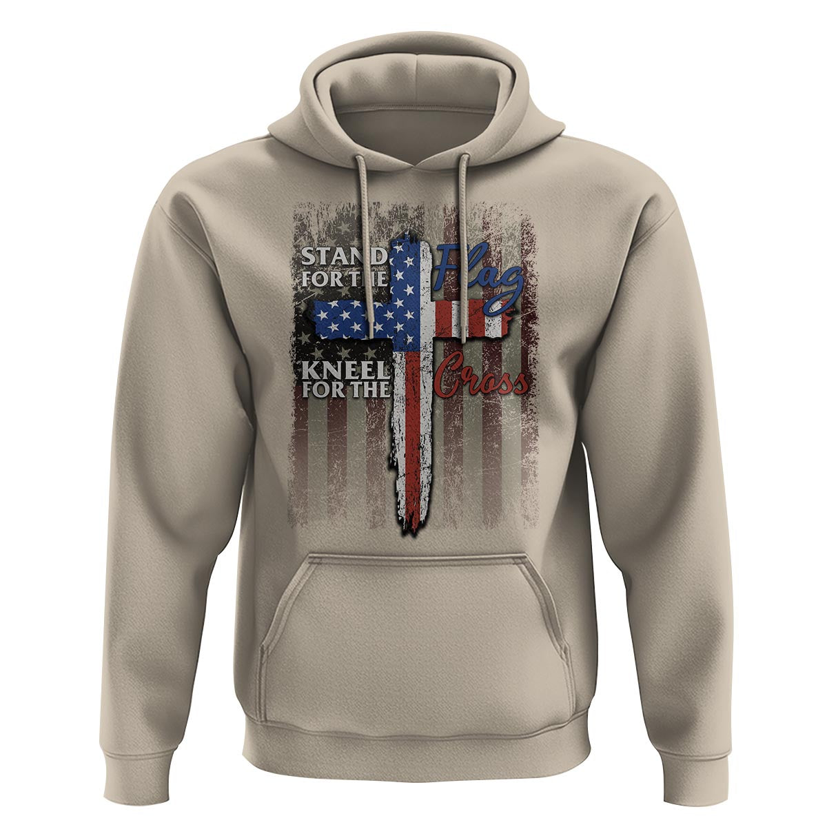Christian American Patriotic Hoodie Stand For The Flag Kneel For The Cross - Wonder Print Shop
