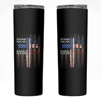 Christian American Patriotic Skinny Tumbler Stand For The Flag Kneel For The Cross