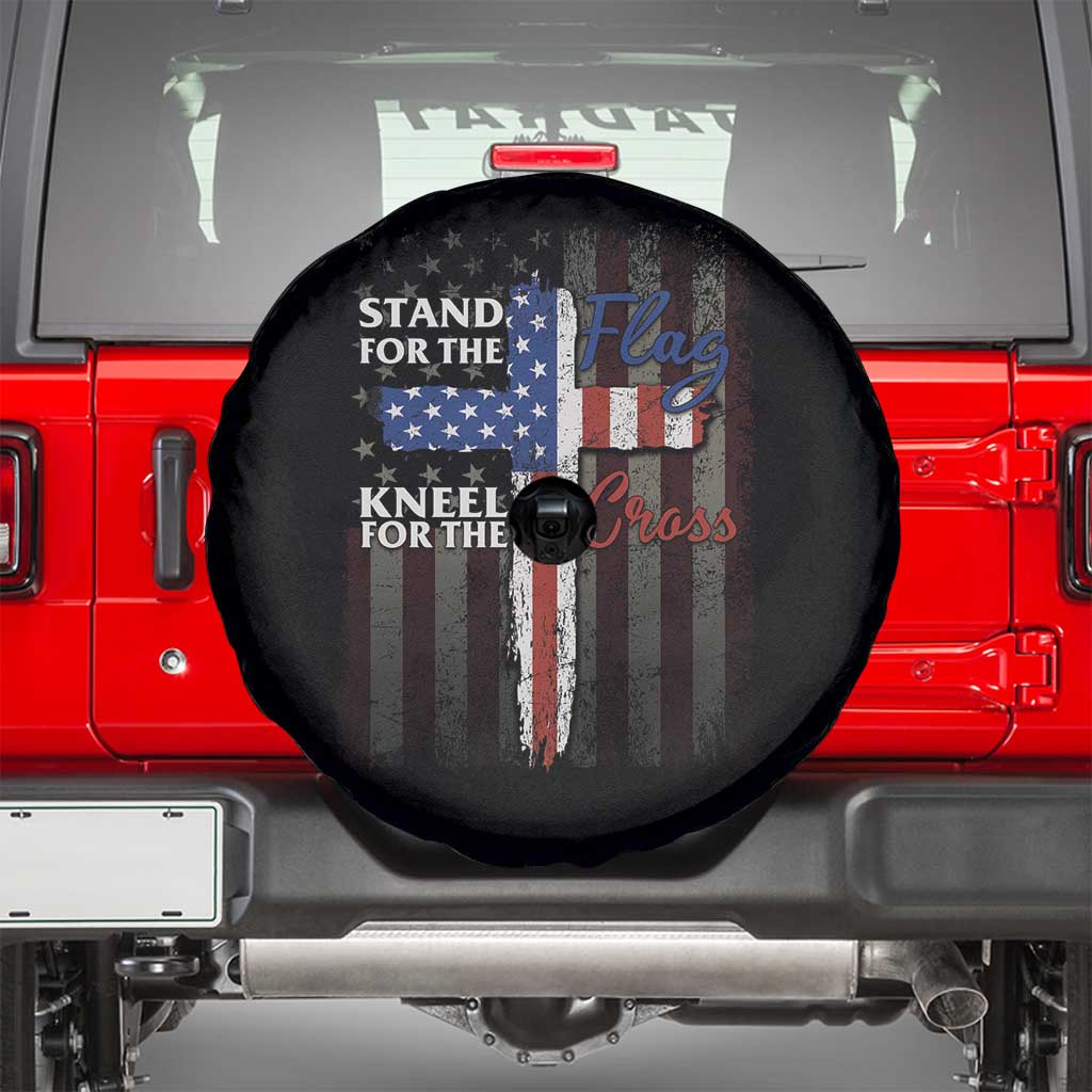 Christian American Patriotic Spare Tire Cover Stand For The Flag Kneel For The Cross