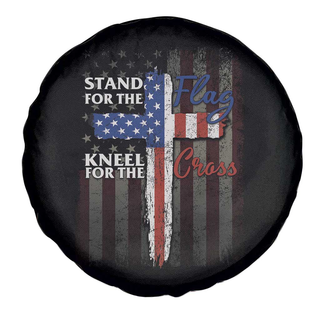 Christian American Patriotic Spare Tire Cover Stand For The Flag Kneel For The Cross