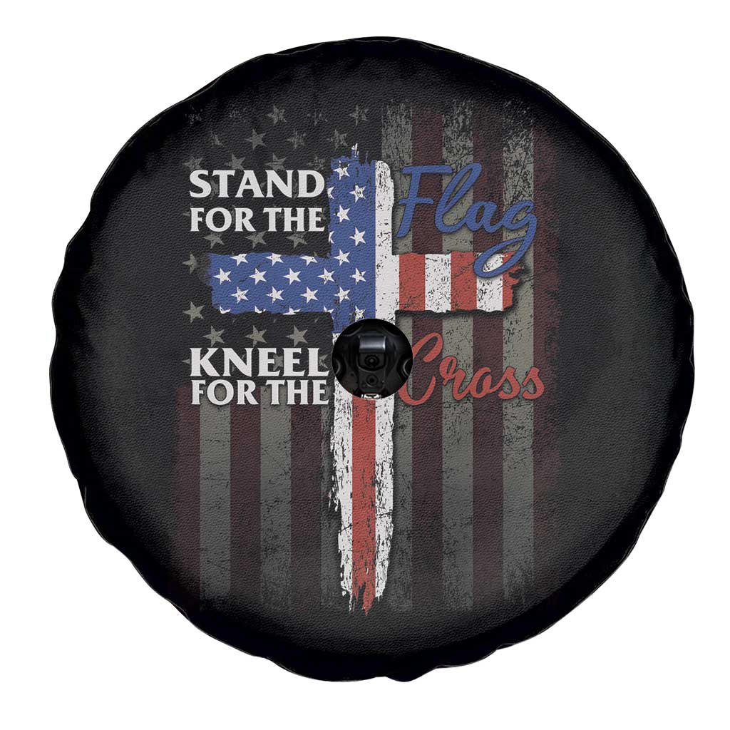 Christian American Patriotic Spare Tire Cover Stand For The Flag Kneel For The Cross