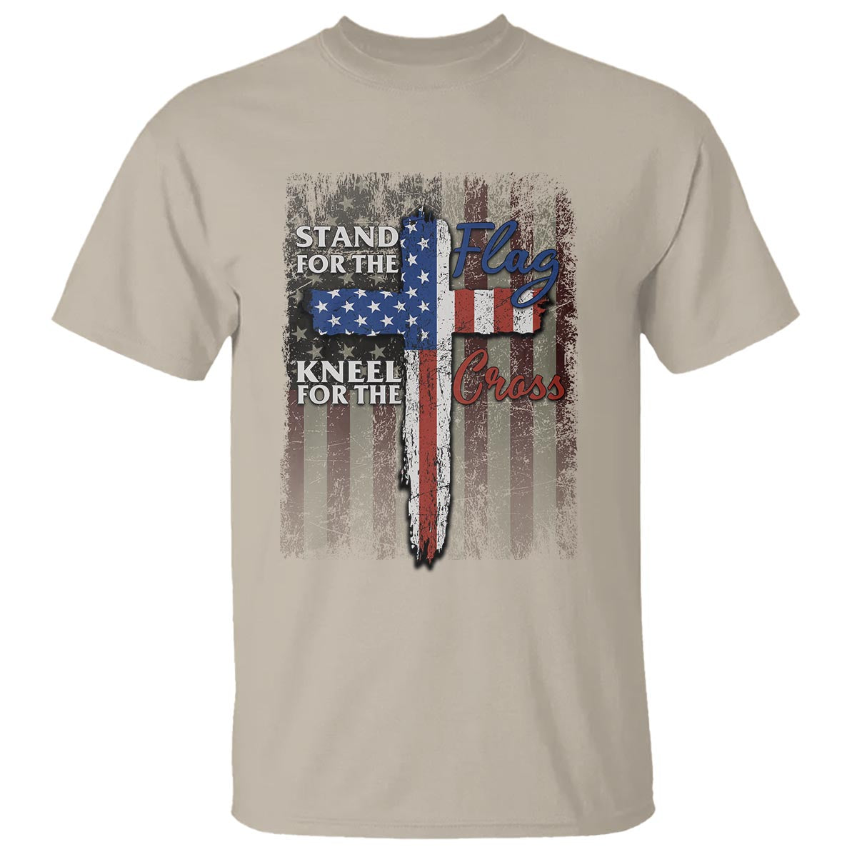 Christian American Patriotic T Shirt Stand For The Flag Kneel For The Cross - Wonder Print Shop