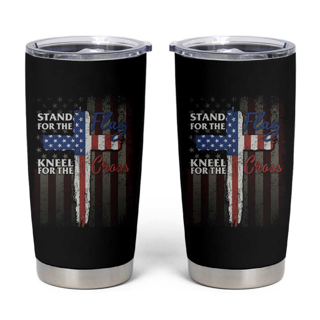 Christian American Patriotic Tumbler Cup Stand For The Flag Kneel For The Cross