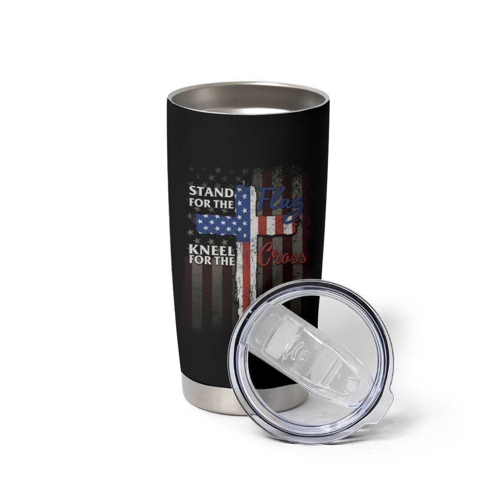 Christian American Patriotic Tumbler Cup Stand For The Flag Kneel For The Cross