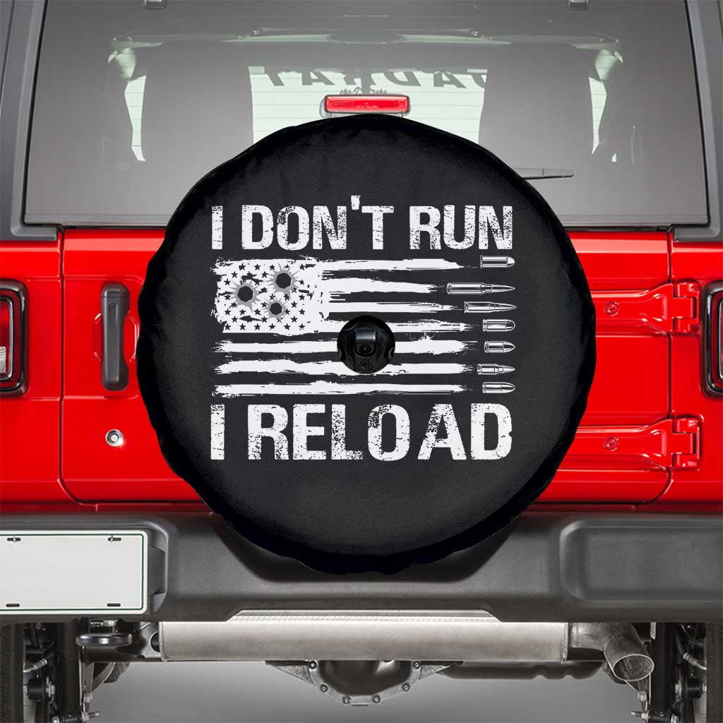 American Patriotic Spare Tire Cover I Don't Run I Reload Military Gun Flag