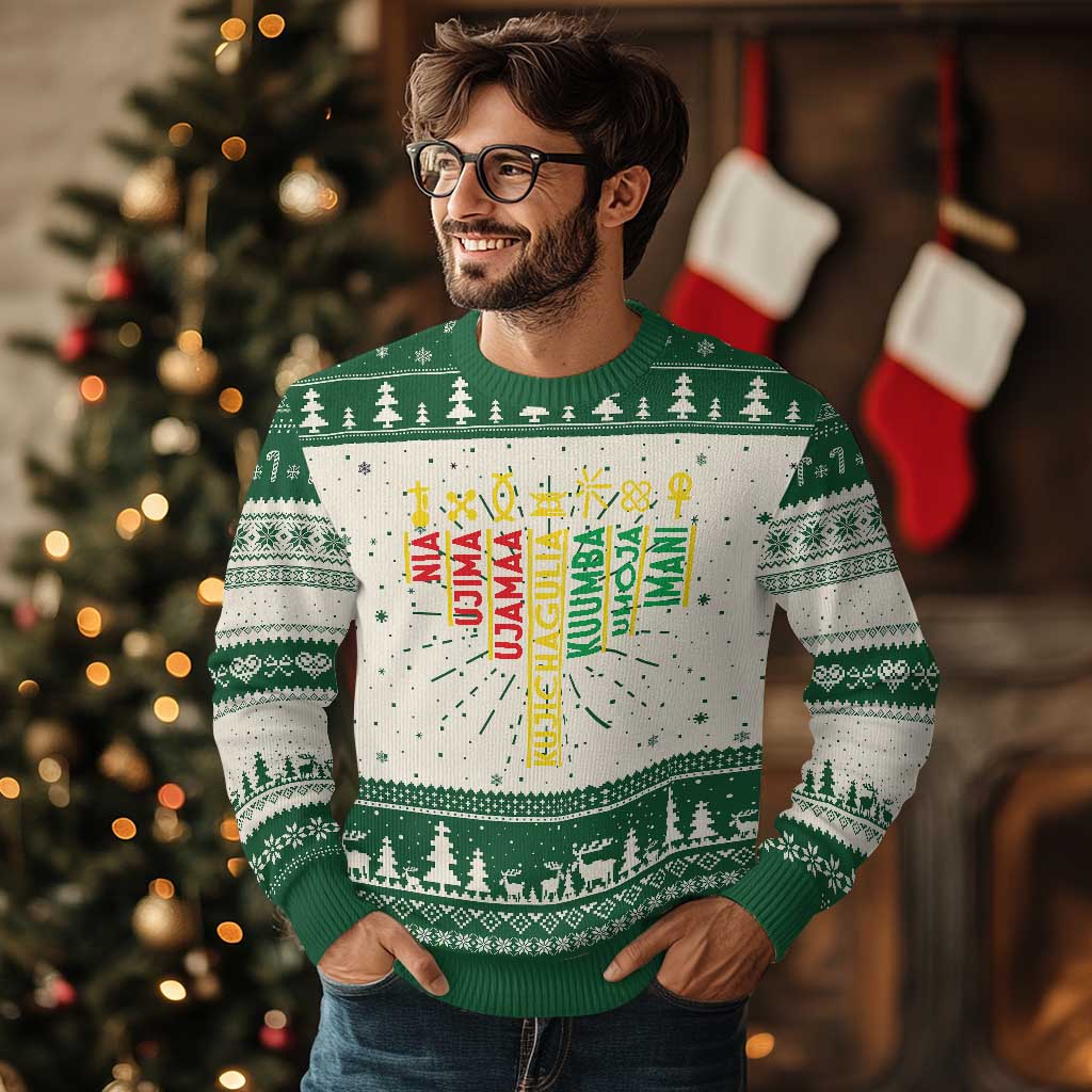 African American 7 Principles Of Kwanzaa Ugly Christmas Sweater - Wonder Print Shop