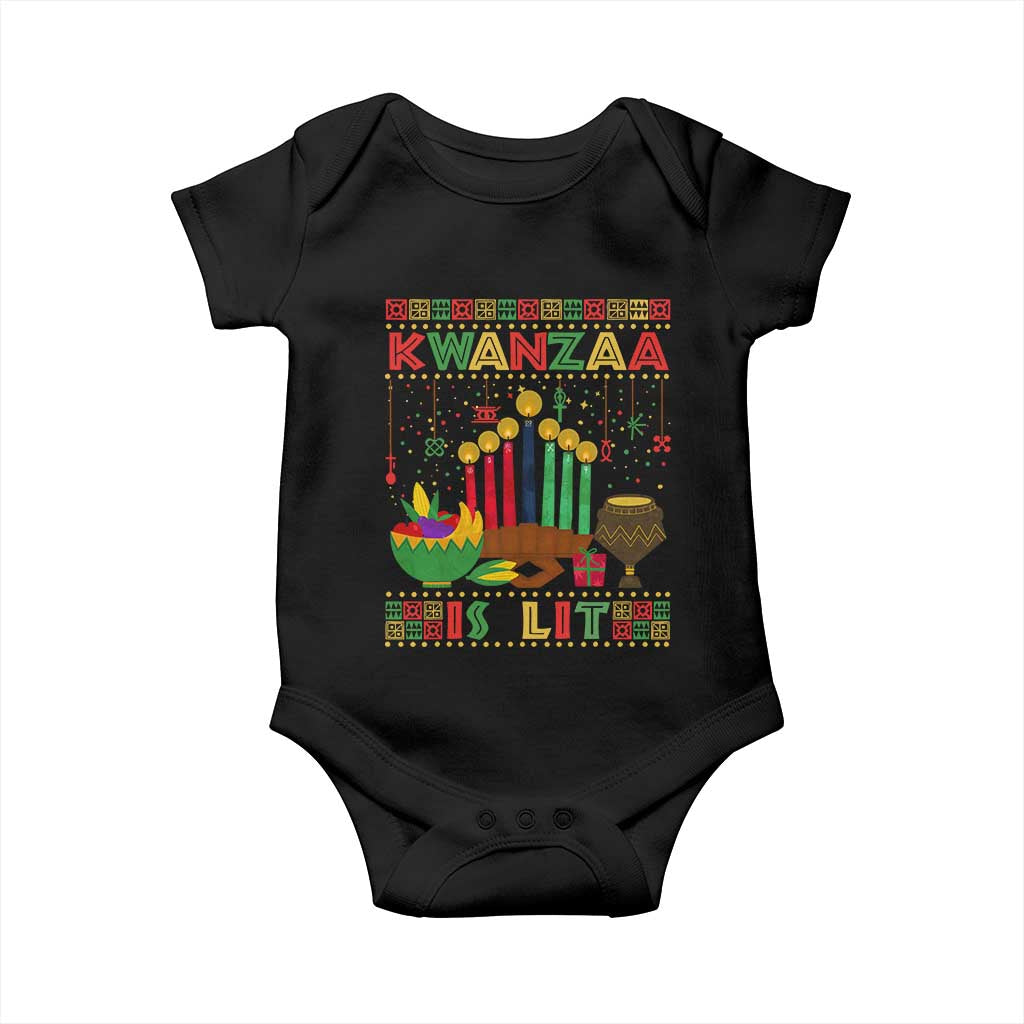 African American Kwanzaa Is Lit Baby Onesie