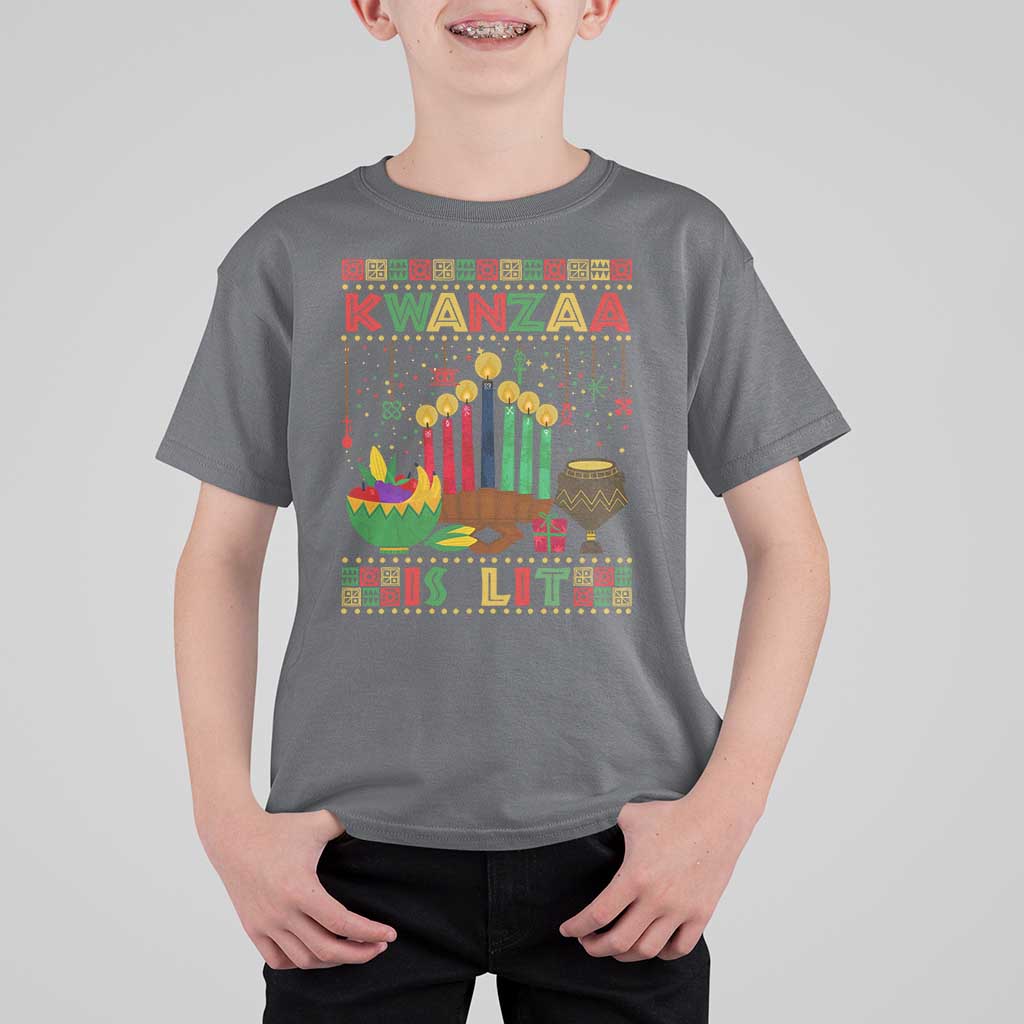 African American Kwanzaa Is Lit T Shirt For Kid - Wonder Print Shop