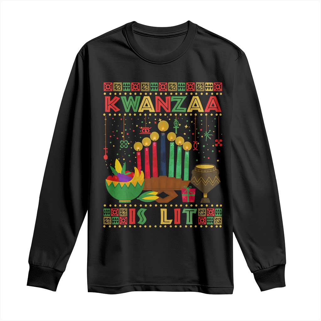 African American Kwanzaa Is Lit Long Sleeve Shirt