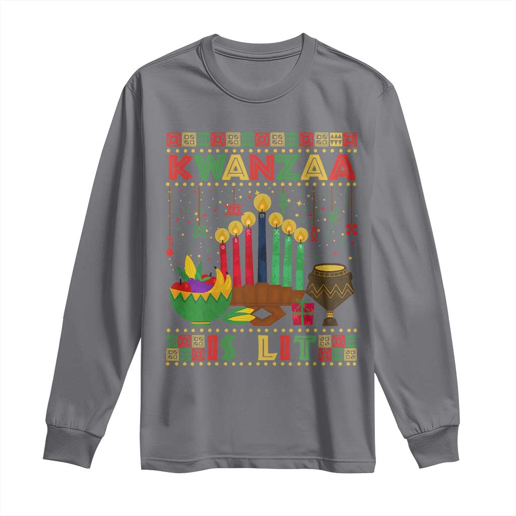 African American Kwanzaa Is Lit Long Sleeve Shirt