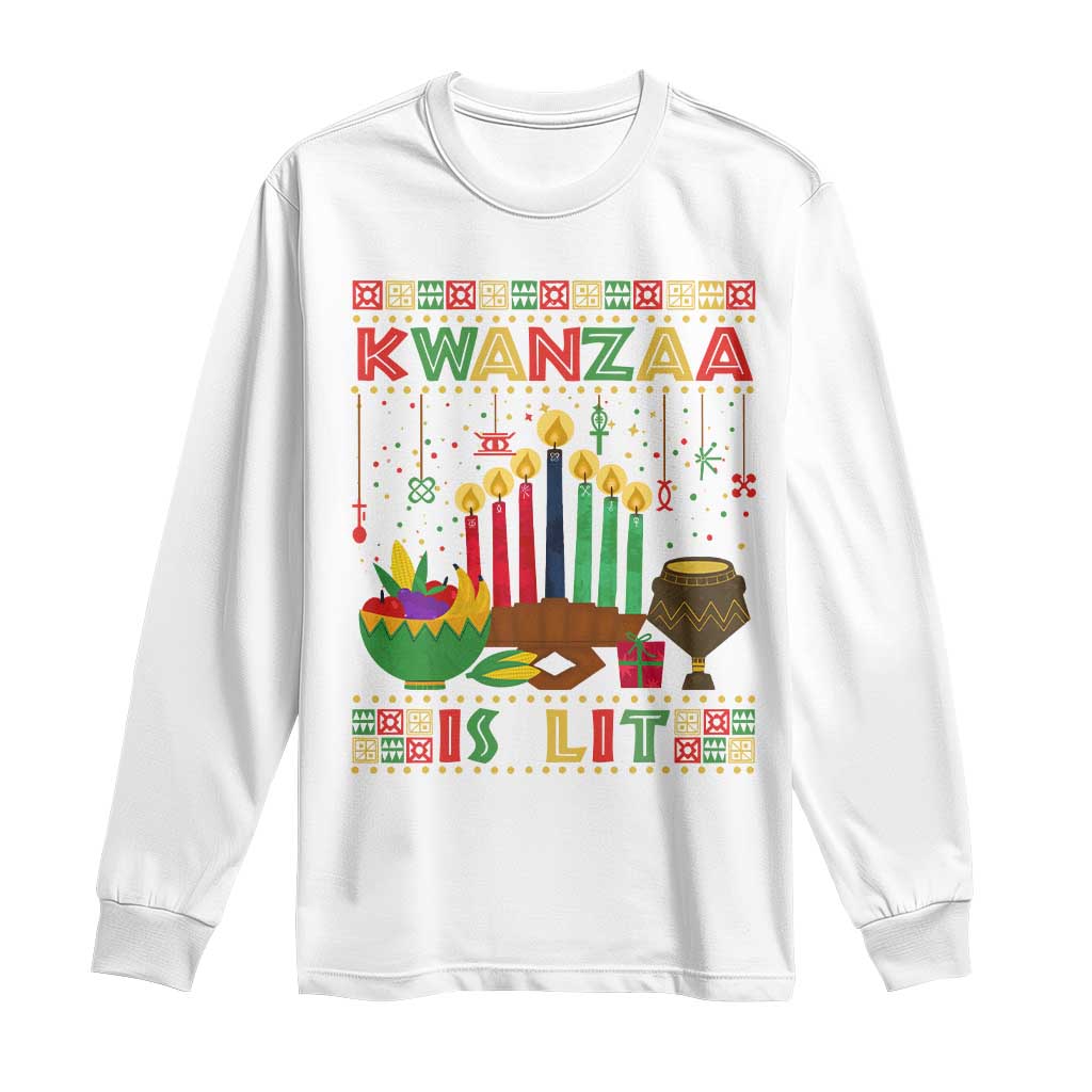 African American Kwanzaa Is Lit Long Sleeve Shirt
