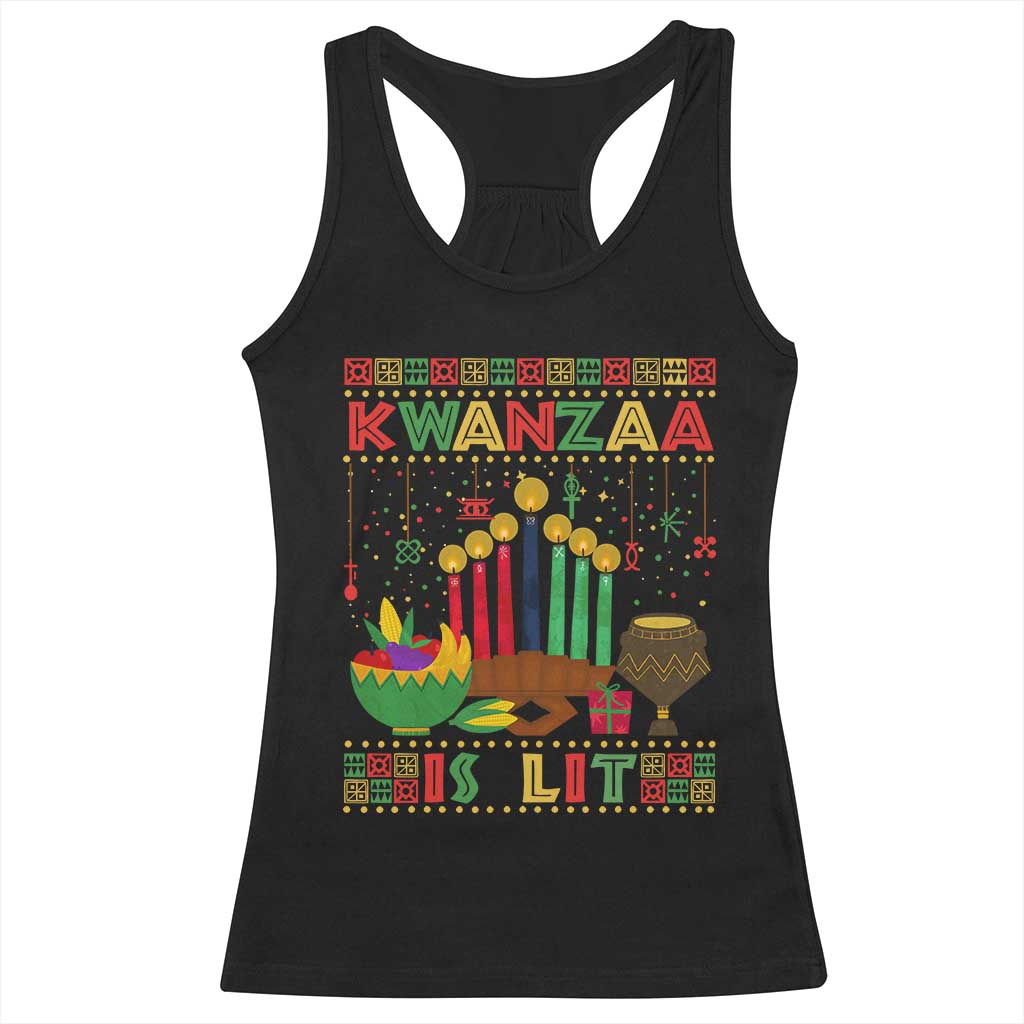 African American Kwanzaa Is Lit Racerback Tank Top