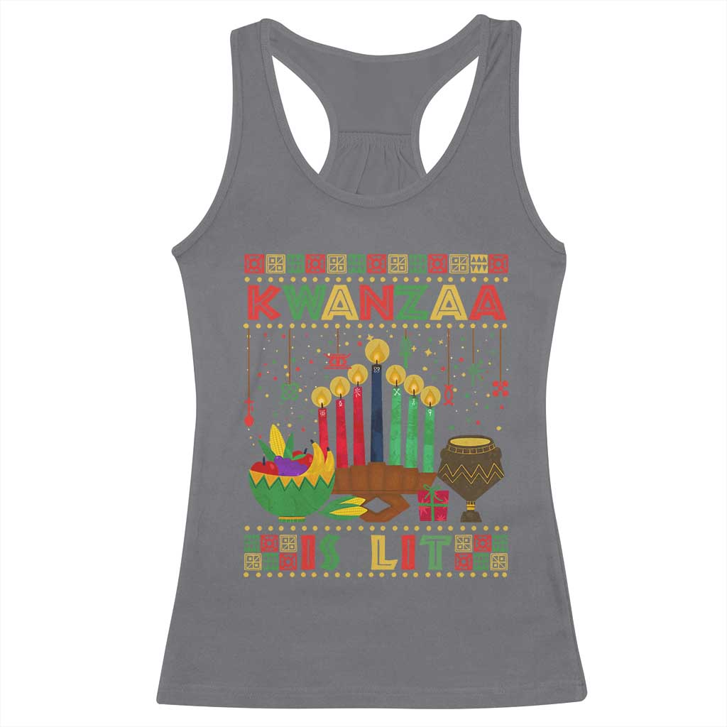 African American Kwanzaa Is Lit Racerback Tank Top