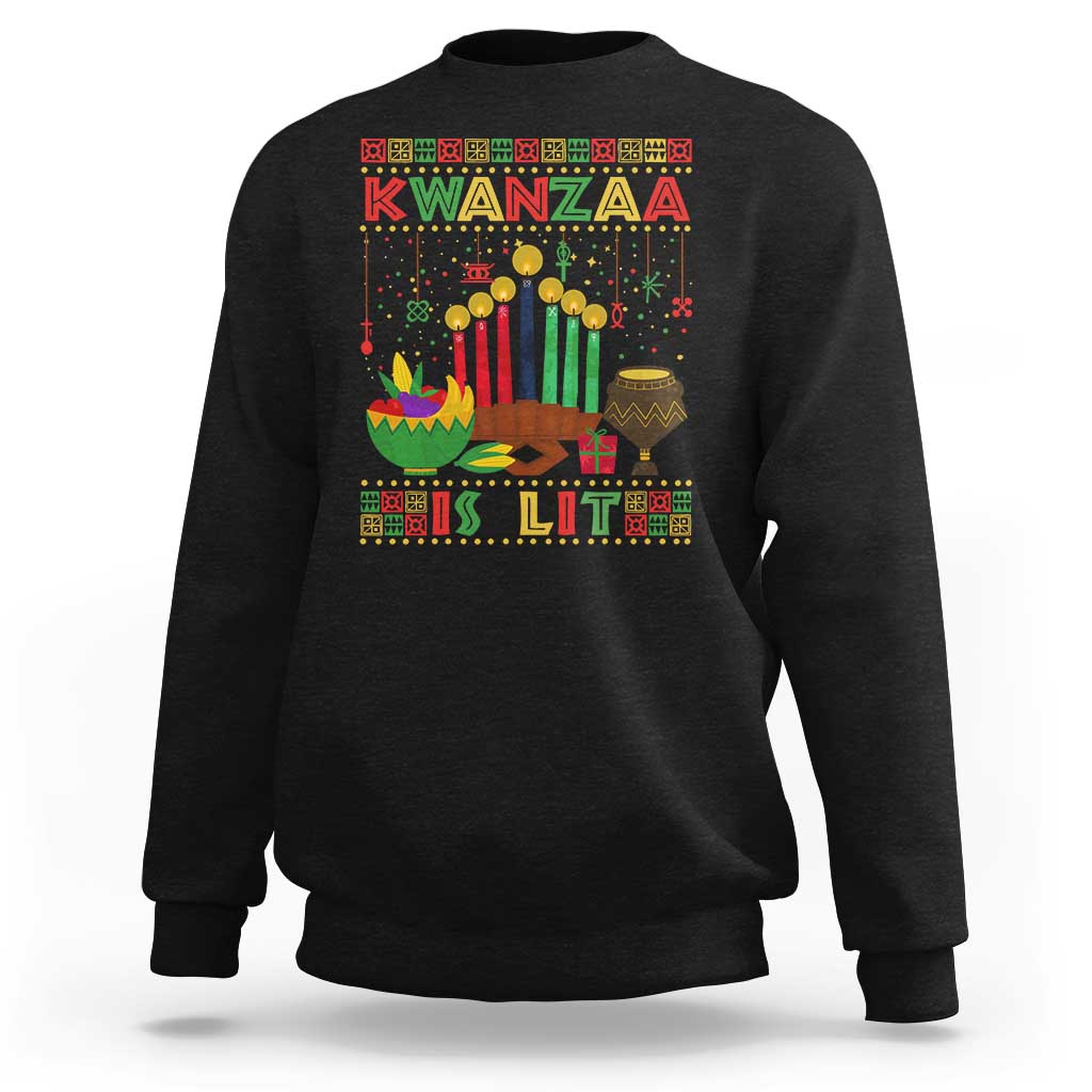 African American Kwanzaa Is Lit Sweatshirt - Wonder Print Shop