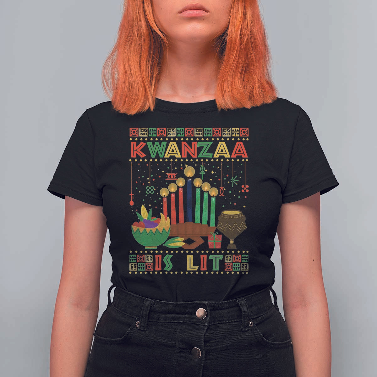 African American Kwanzaa Is Lit T Shirt For Women - Wonder Print Shop