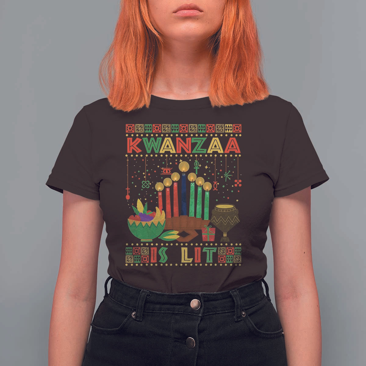 African American Kwanzaa Is Lit T Shirt For Women - Wonder Print Shop