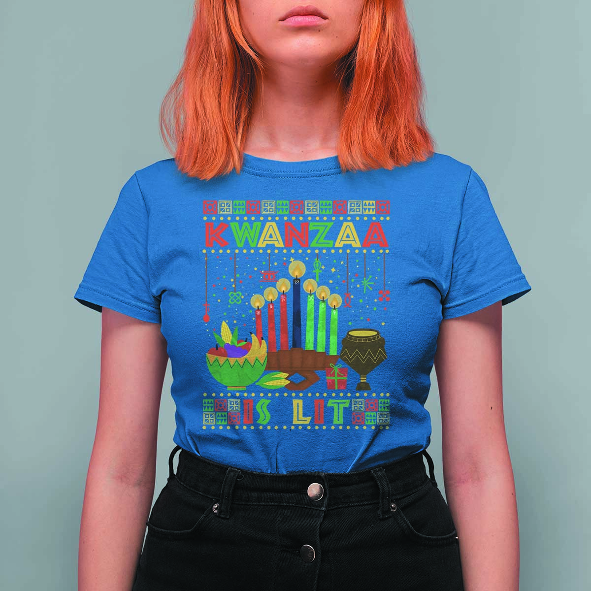 African American Kwanzaa Is Lit T Shirt For Women - Wonder Print Shop