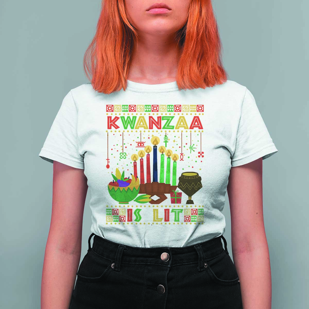 African American Kwanzaa Is Lit T Shirt For Women - Wonder Print Shop