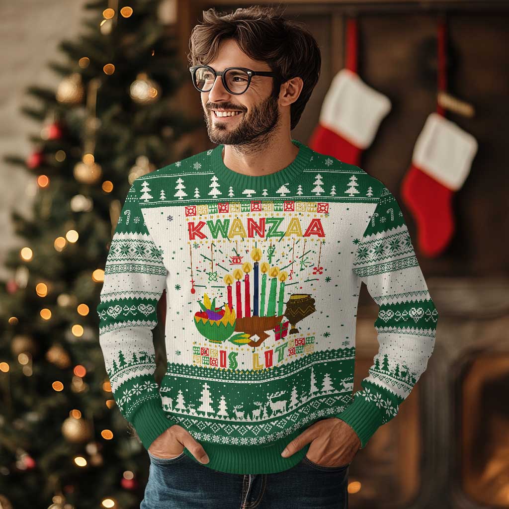 African American Kwanzaa Is Lit Ugly Christmas Sweater - Wonder Print Shop