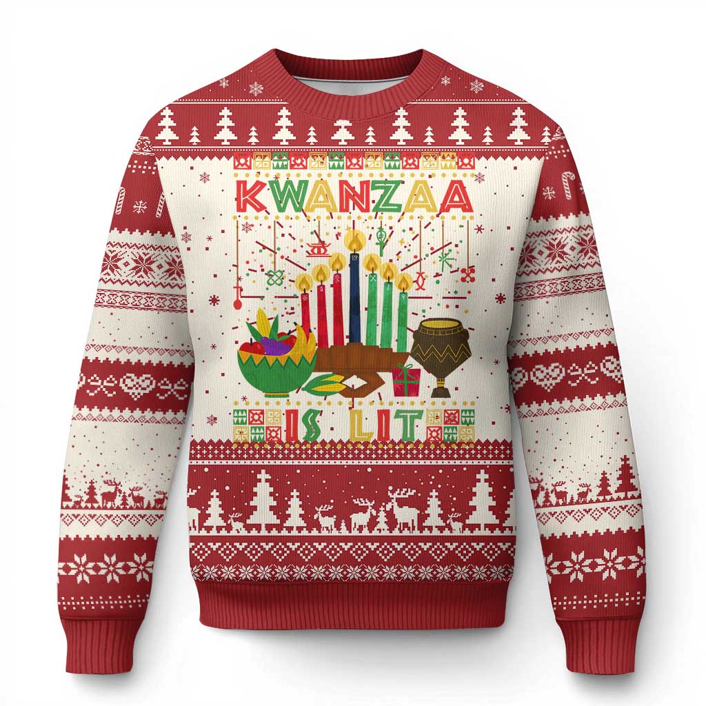 African American Kwanzaa Is Lit Ugly Christmas Sweater - Wonder Print Shop