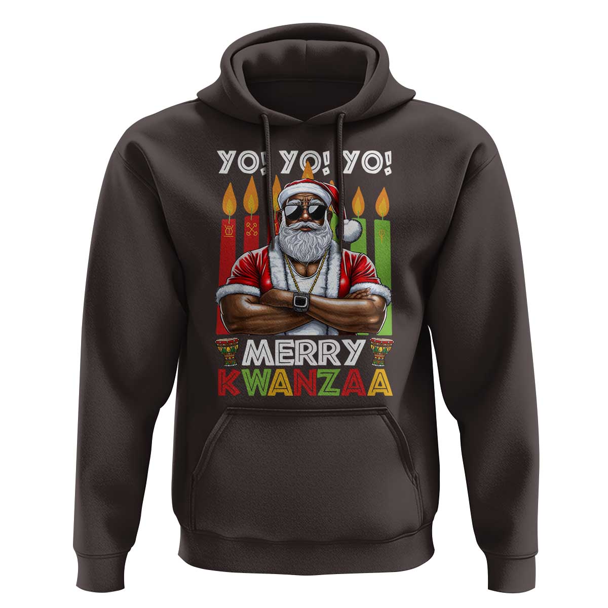 Merry Kwanzaa Hoodie African American Santa Black Christmas