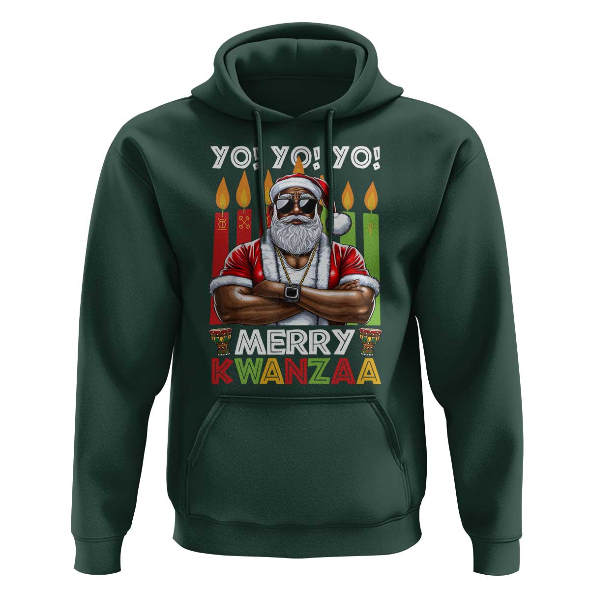 Merry Kwanzaa Hoodie African American Santa Black Christmas
