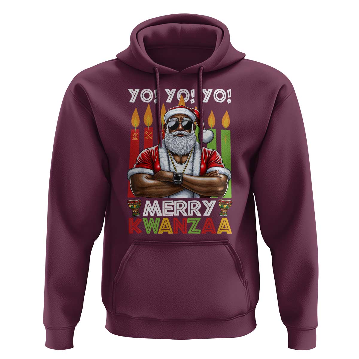 Merry Kwanzaa Hoodie African American Santa Black Christmas