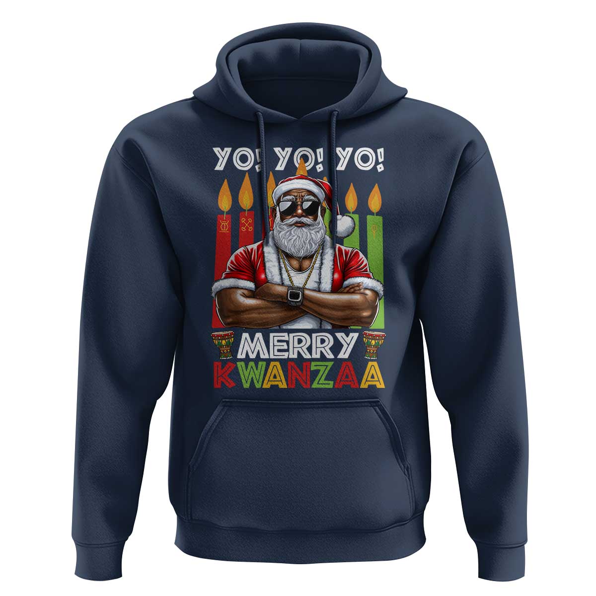 Merry Kwanzaa Hoodie African American Santa Black Christmas