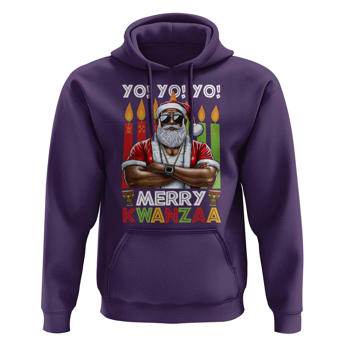 Merry Kwanzaa Hoodie African American Santa Black Christmas