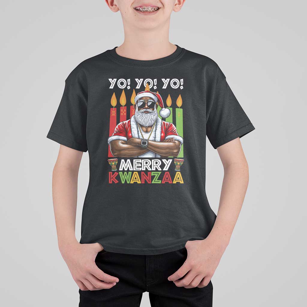Merry Kwanzaa T Shirt For Kid African American Santa Black Christmas - Wonder Print Shop