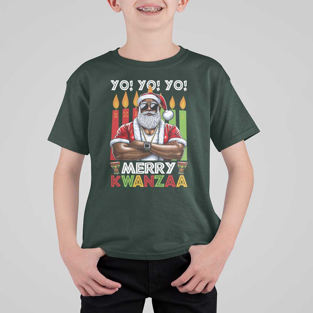 Merry Kwanzaa T Shirt For Kid African American Santa Black Christmas - Wonder Print Shop