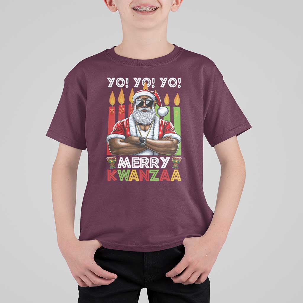 Merry Kwanzaa T Shirt For Kid African American Santa Black Christmas - Wonder Print Shop