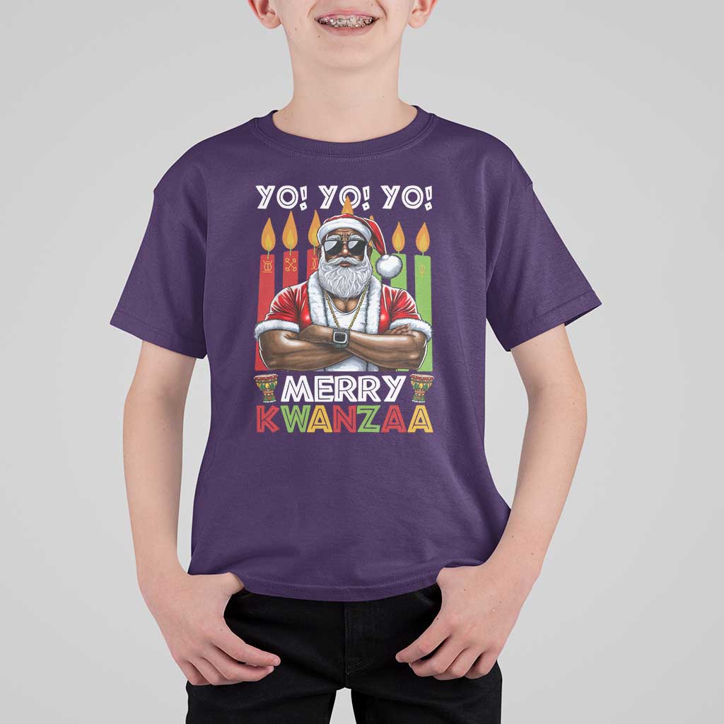 Merry Kwanzaa T Shirt For Kid African American Santa Black Christmas - Wonder Print Shop