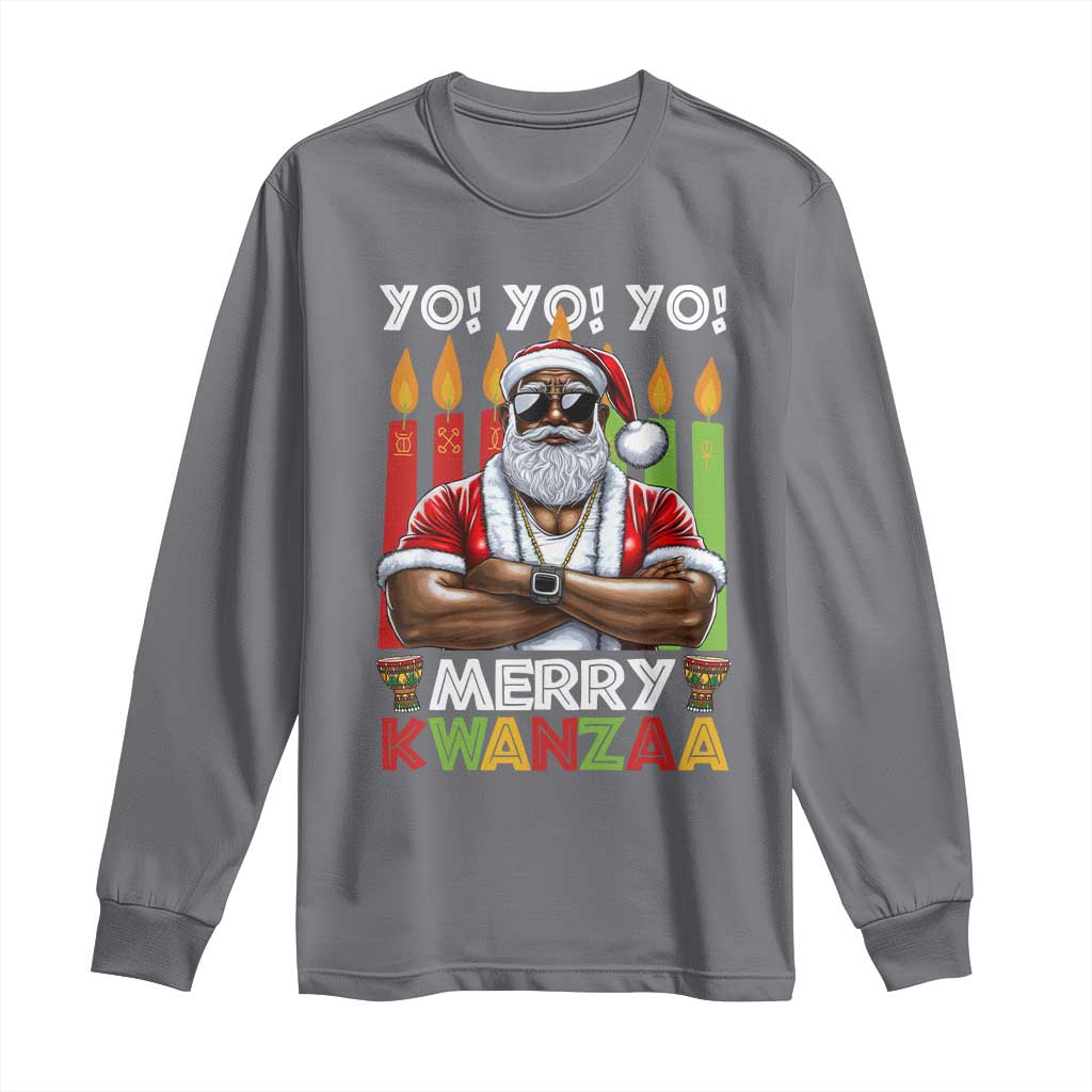 Merry Kwanzaa Long Sleeve Shirt African American Santa Black Christmas