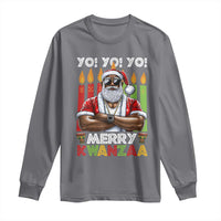 Merry Kwanzaa Long Sleeve Shirt African American Santa Black Christmas