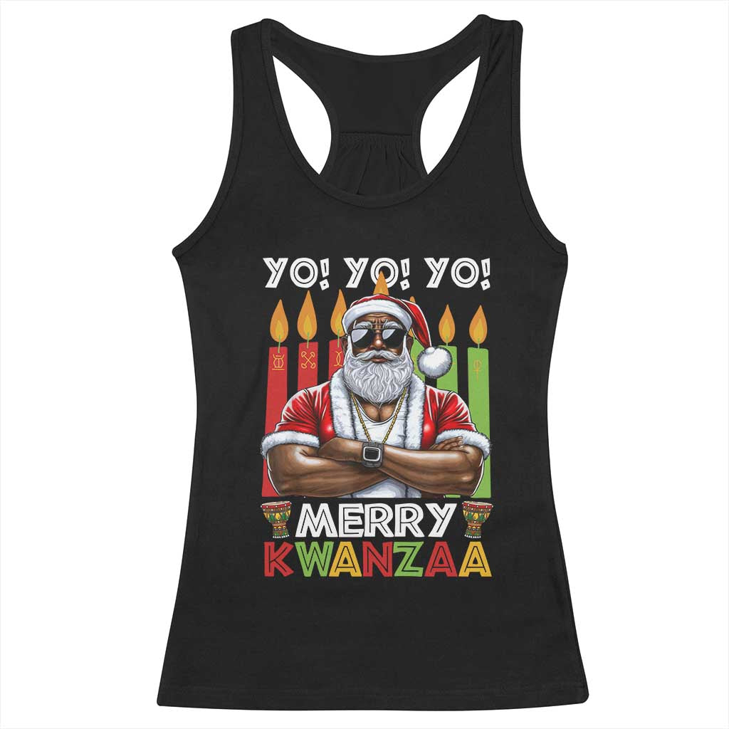 Merry Kwanzaa Racerback Tank Top African American Santa Black Christmas