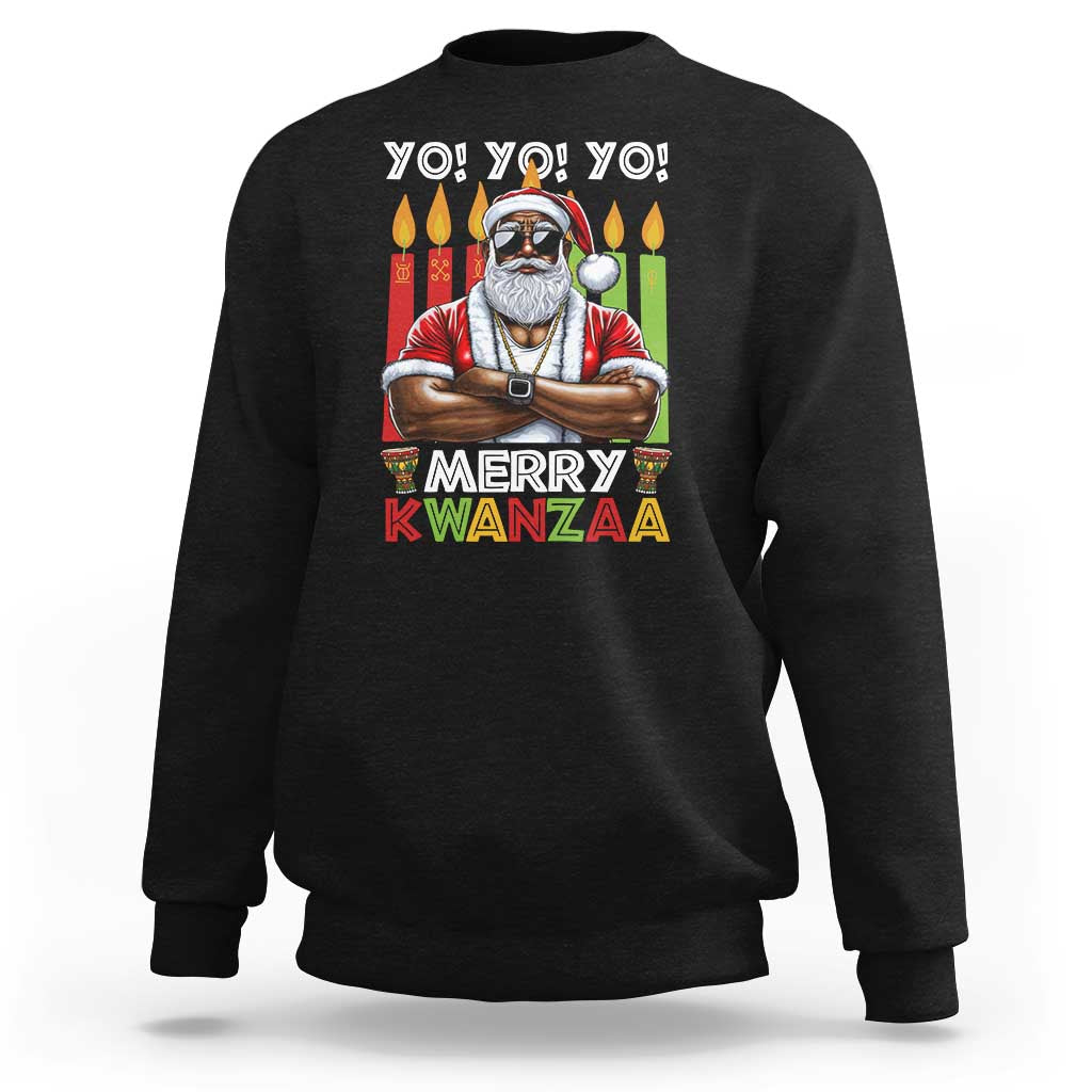 Merry Kwanzaa Sweatshirt African American Santa Black Christmas - Wonder Print Shop