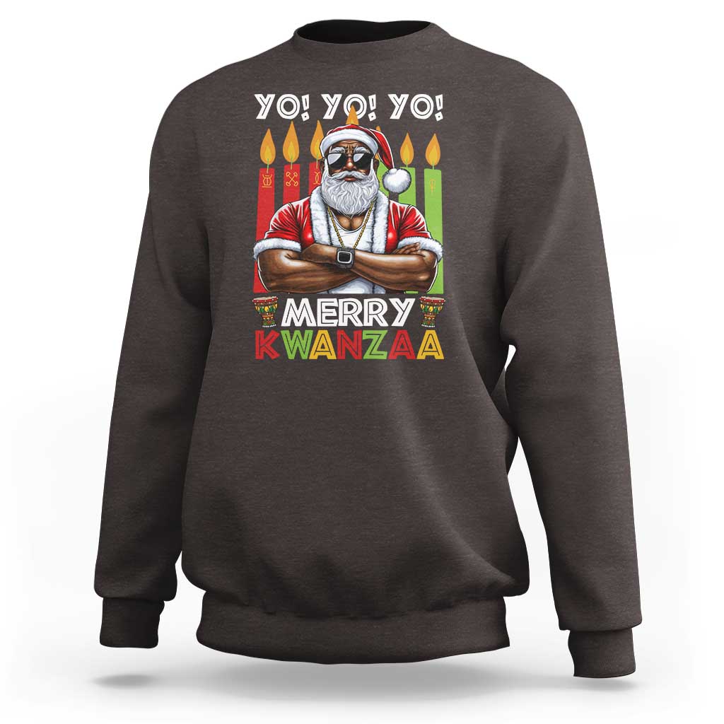 Merry Kwanzaa Sweatshirt African American Santa Black Christmas - Wonder Print Shop