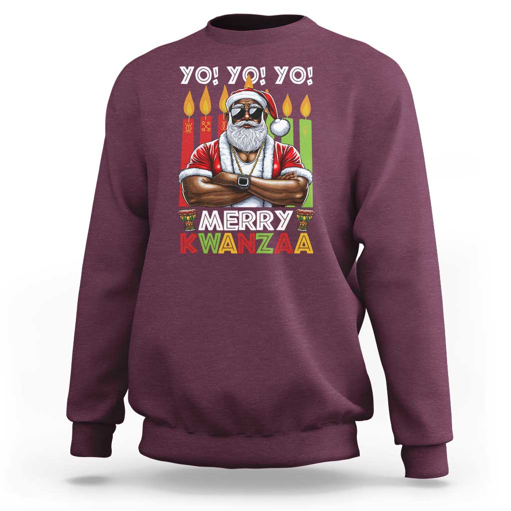 Merry Kwanzaa Sweatshirt African American Santa Black Christmas - Wonder Print Shop