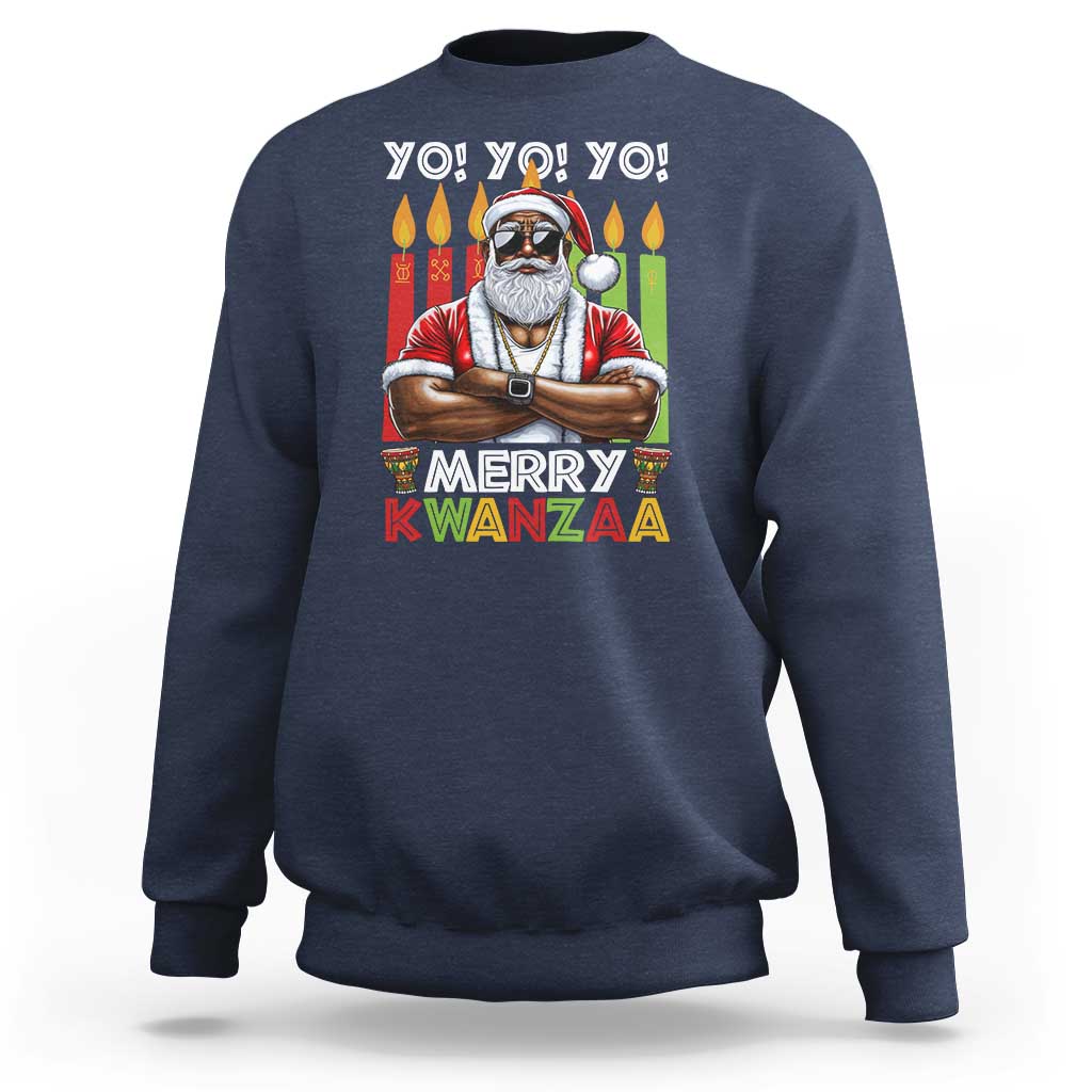 Merry Kwanzaa Sweatshirt African American Santa Black Christmas - Wonder Print Shop