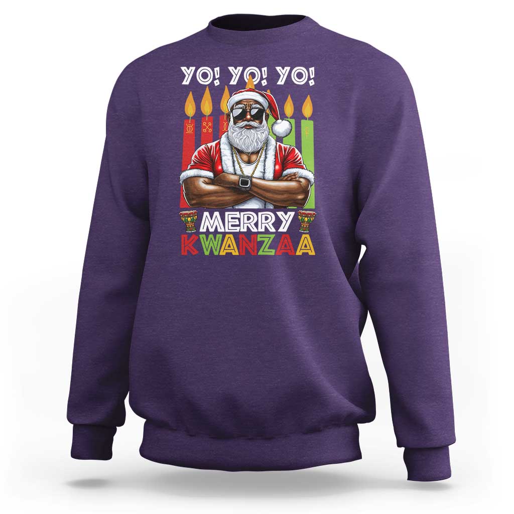Merry Kwanzaa Sweatshirt African American Santa Black Christmas - Wonder Print Shop