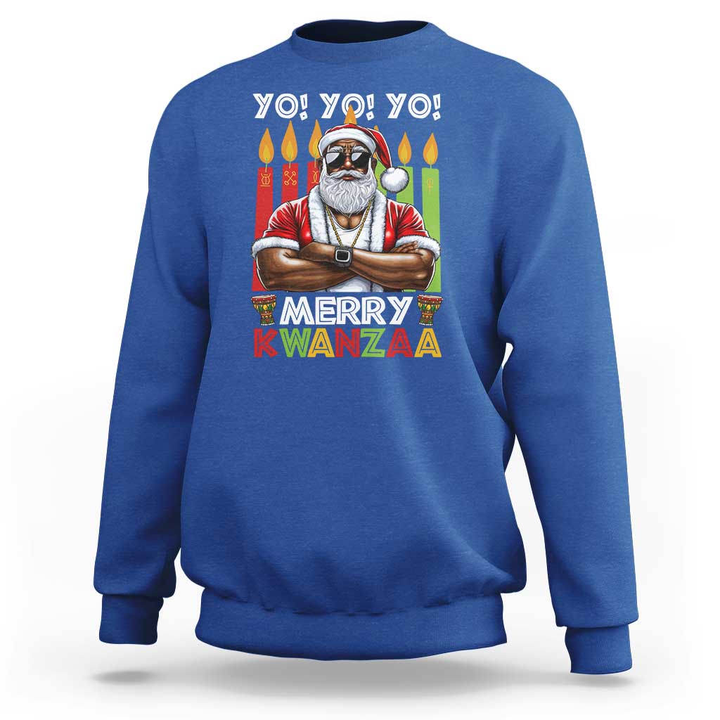 Merry Kwanzaa Sweatshirt African American Santa Black Christmas - Wonder Print Shop