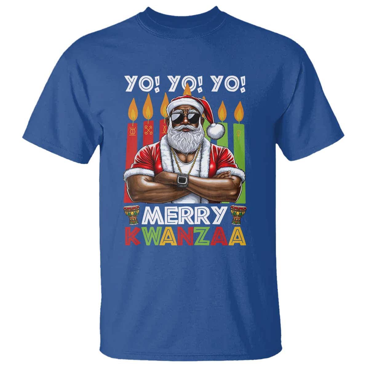 Merry Kwanzaa T Shirt African American Santa Black Christmas - Wonder Print Shop